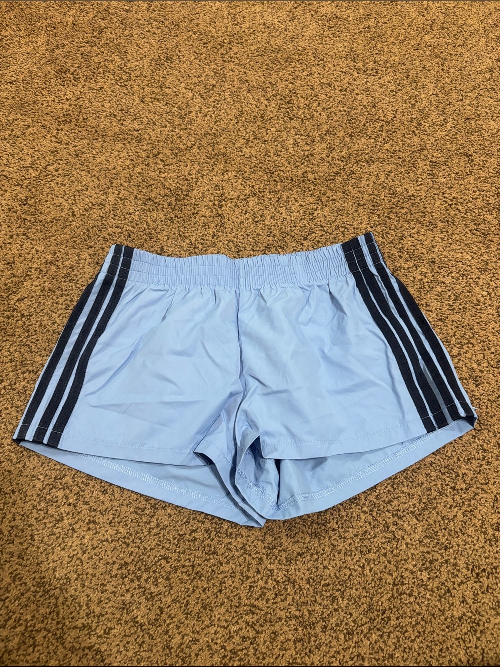 Edikted Light Blue Athletic Shorts with Navy Stripes
